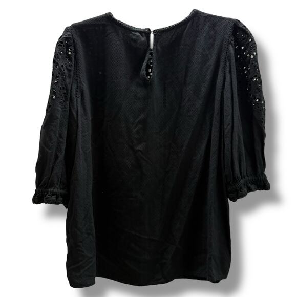 Matilda Jane Good Hart Westlake Eyelet Black Blouse Elbow Length Sleeves XL - Picture 3 of 5